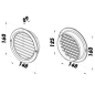 Preview: Skizze Lüftungsgitter Braun rund mit Durchmesser Stutzen 125 mm