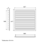 Preview: Skizze Lüftungsgitter 600 x 350 mm weiss Strangprofil incl. Dichtung, Edelstahlschrauben, Dübel, Insektenschutz