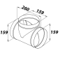 Preview: Skizze Wickelfalzrohr T-Stück Durchmesser 160-160-160 mm