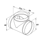Preview: Skizze Wickelfalzrohr T-Stück Durchmesser 80-80-80 mm