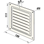 Preview: Skizze Metalllüftungsgitter Aluminium natur 125 x 125 mm