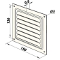 Preview: Skizze Metalllüftungsgitter Aluminium  natur 150 x 150 mm