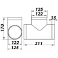 Preview: Skizze T- Stück 125/125/125 Kunststoff für Rundrohr