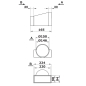 Preview: Skizze Übergangsstück von Flachkanal 220 x 90 mm auf Rundrohrsystem 150