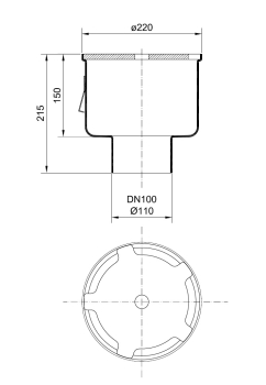 Skizze Edelstahlablauf senkrecht DN110