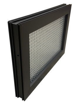 Kellerfenster braun 40 x 30 cm Einfachglas incl. Schutzgitter, Insektenschutz, 4 Fensterbauschrauben, Fensterkeile