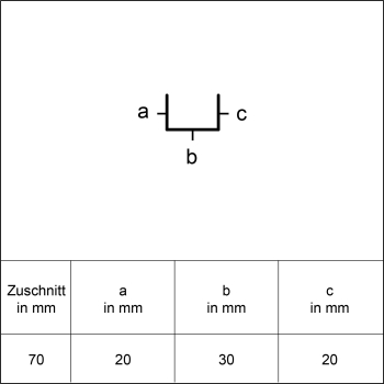 U- Profil 20 x 30 x 20mm Aluminium anthrazit Länge 1,25 Meter