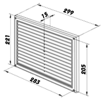 Skizze Lüftungsgitter Kunststoff weiss 299 x 221mm