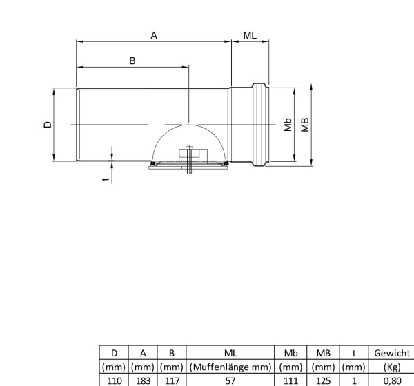 Edelstahl Reinigungsrohr V4A, DN 110