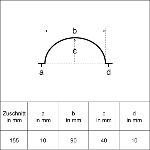 Halbrundprofil Blech Aluminium anthrazit Länge 1,25 Meter