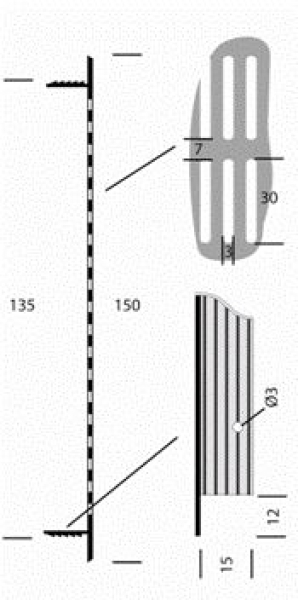 Lüftungsblech, Stegblech Aluminium eloxiert 1000 x 150 mm