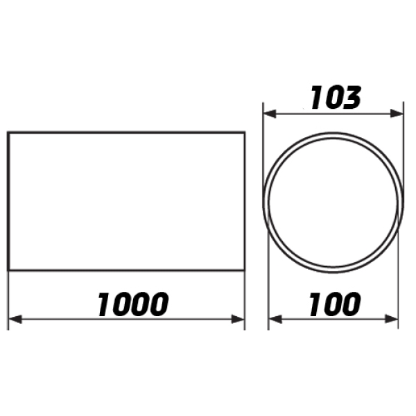 Skizze Rundrohr DN 100, 100cm ohne Muffe