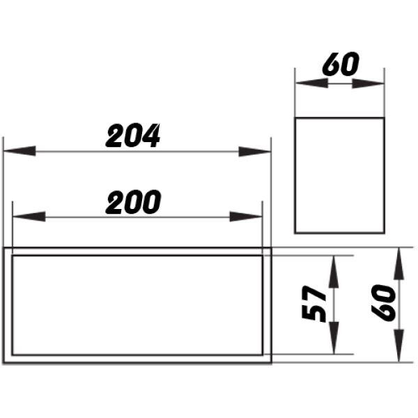 Skizze Flachkanalverbinder für Flachkanal 206 x 60 mm