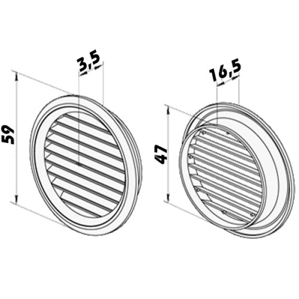 Skizze Möbellüfter rund braun Stutzen 47 mm