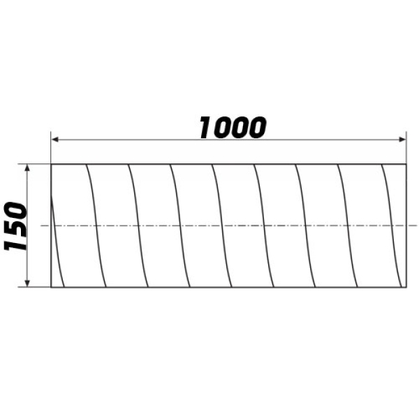Skizze Wickelfalzrohr Durchmesser 150mm Länge 1000mm